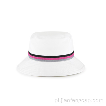 tkany pasek bawełniany diagonalny biały kapelusz typu bucket